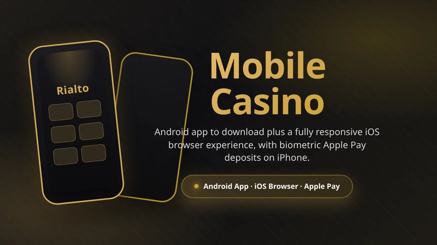 Rialto Casino mobile app and responsive site on Android phone and iPhone